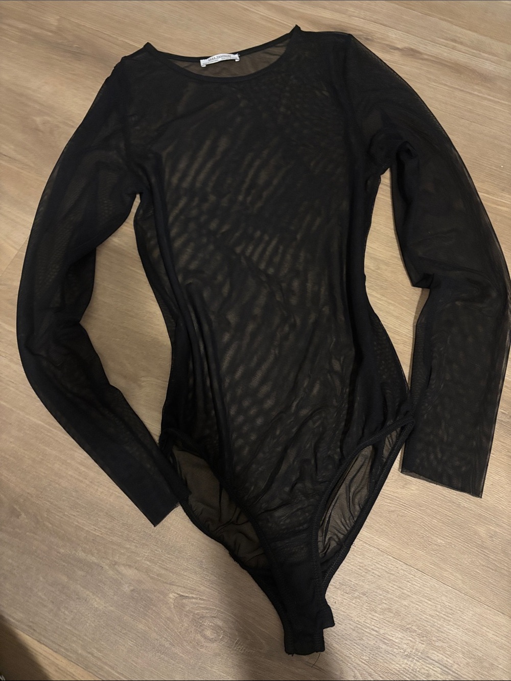 Zara Sheer Black Long Sleeve Bodysuit